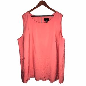 Cynthia Rowley Women Plus Salmon Cutout Blouse